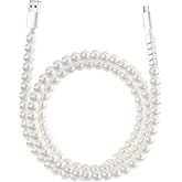 XNMOA USB to USB C Cable 3.3FT 60W White Pearl USB iPhone Charger Cord Beaded Phone Type C Charger Fast Charging Cable Cord for iPhone 17 16 15 Plus Pro Max 17 Air 16E Samsung Galaxy S25 S24 S23