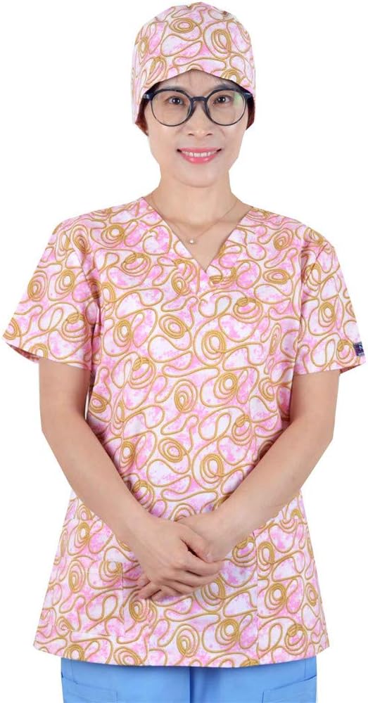 Medical Scrubs Nursing Scrubs Women Scrubs Nurse Medical Uniformes Medicos para Mujer Scrub Tops+ Caps