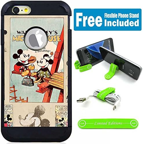 Apple iPhone 7 (4.7") Hybrid Armor Defender Case Cover with Flexible Phone Stand - Disney Mickey Mouse Old Cartoon