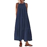 BTFBM Halter Summer Dresses for Women 2026 Casual Spring Hollow Out Sleeveless Boho Sundresses Beach Vacation Maxi Dress