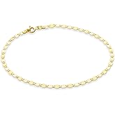Miabella Italian 925 Sterling Silver or 18K Gold Plated 925 Sterling Silver Sparkle Mirror Link Chain Bracelet for Women, Made in Italy