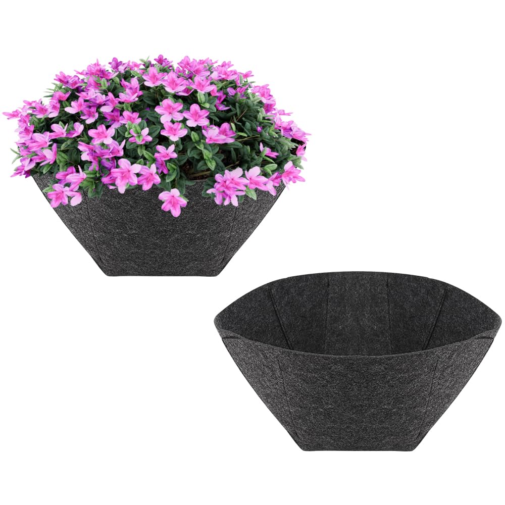 WALLFID 2PCS Hanging Basket Liners 14 Inch,Felt Basket Liner,Garden Basket Liners,for Outdoor Hanging Flowers Vegetables,Avoid Birds Nesting(2, 14inch)