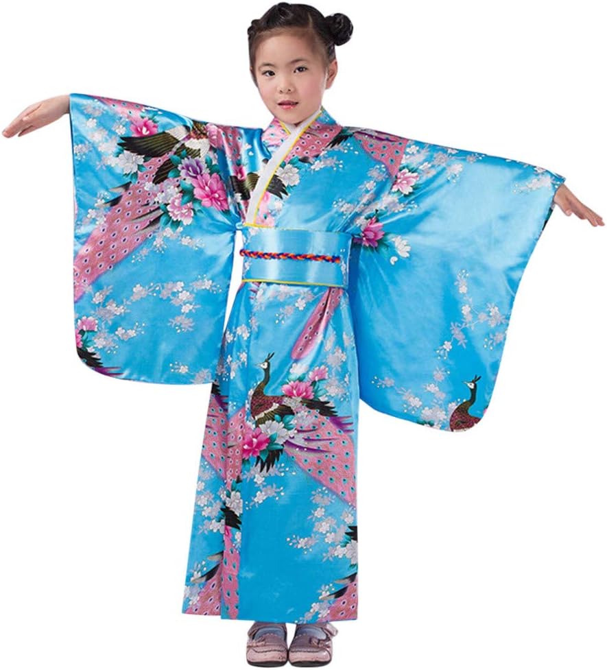 Weilov 4-10years Toddler Kids Baby Girls Outfits Clothes Kimono Robe Japanese Traditional Costume for Birthdays Family Parties Christmas Baby Gifts Baby Photoshoot