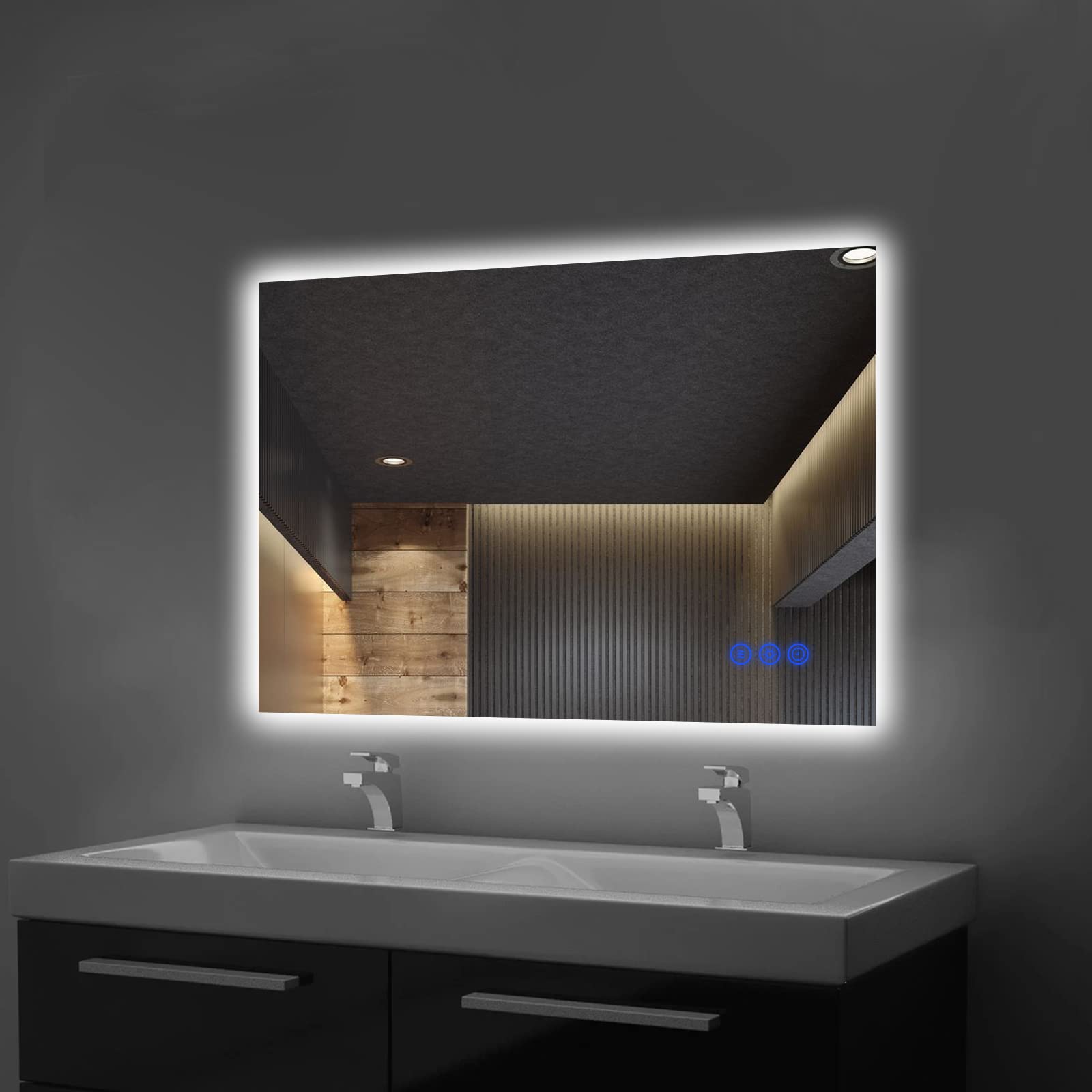 Ruinnykai-LED-Badspiegel-LED-Badezimmerspiegel-mit-dimmbarem-Licht-Antibeschlag-Schminkspiegel-Wandmontage-Horizontal Ruinnykai-LED-Badspiegel-LED-Badezimmerspiegel-mit-dimmbarem-Licht-Antibeschlag-Schminkspiegel-Wandmontage-Horizontal