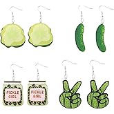 4 Pairs Pickle Earrings for Women Funny Cucumber Acrylic Drop Dangle Earrings Jewelry Gifts for Pickle Lover