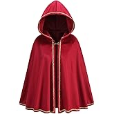 AGCOAH Adult Women Medieval Renaissance Hooded Cape Women Velvet Short Lace Cloak Victorian Halloween Witch Cosplay