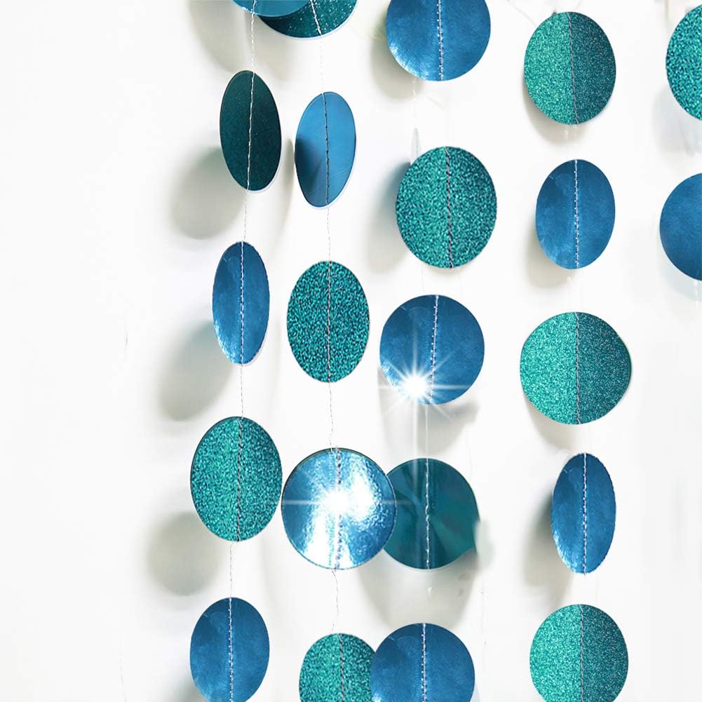 Cheerland Teal Wedding Party Decoration Emerald Twinkle Little Star Party Garlands Glitter Full Moon Streamer Banner for Birthday Wedding Receiption Baby Shower Sweet 16 Bachelorette Home - Image 4