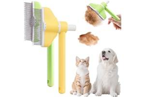 JITATY Flea Comb for Cats Dogs,Cat Hair Brush,Deshedding Brush for Cats,Pet Hair Removal Comb with Long & Short Stainless Steel Teeth for Deshedding (Green+Yellow)