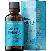 White Naturals Muscle Relief Essential Oil Blend – Natural Soothing Oil for Sore Muscles & Joint Discomfort, 100% Pure & Therapeutic Essential Oils for Relaxation, 1oz