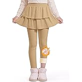 Auranso Girls Fleece Lined Leggings with Skirt Kids Winter Warm Tutu Pants 4-14 Years
