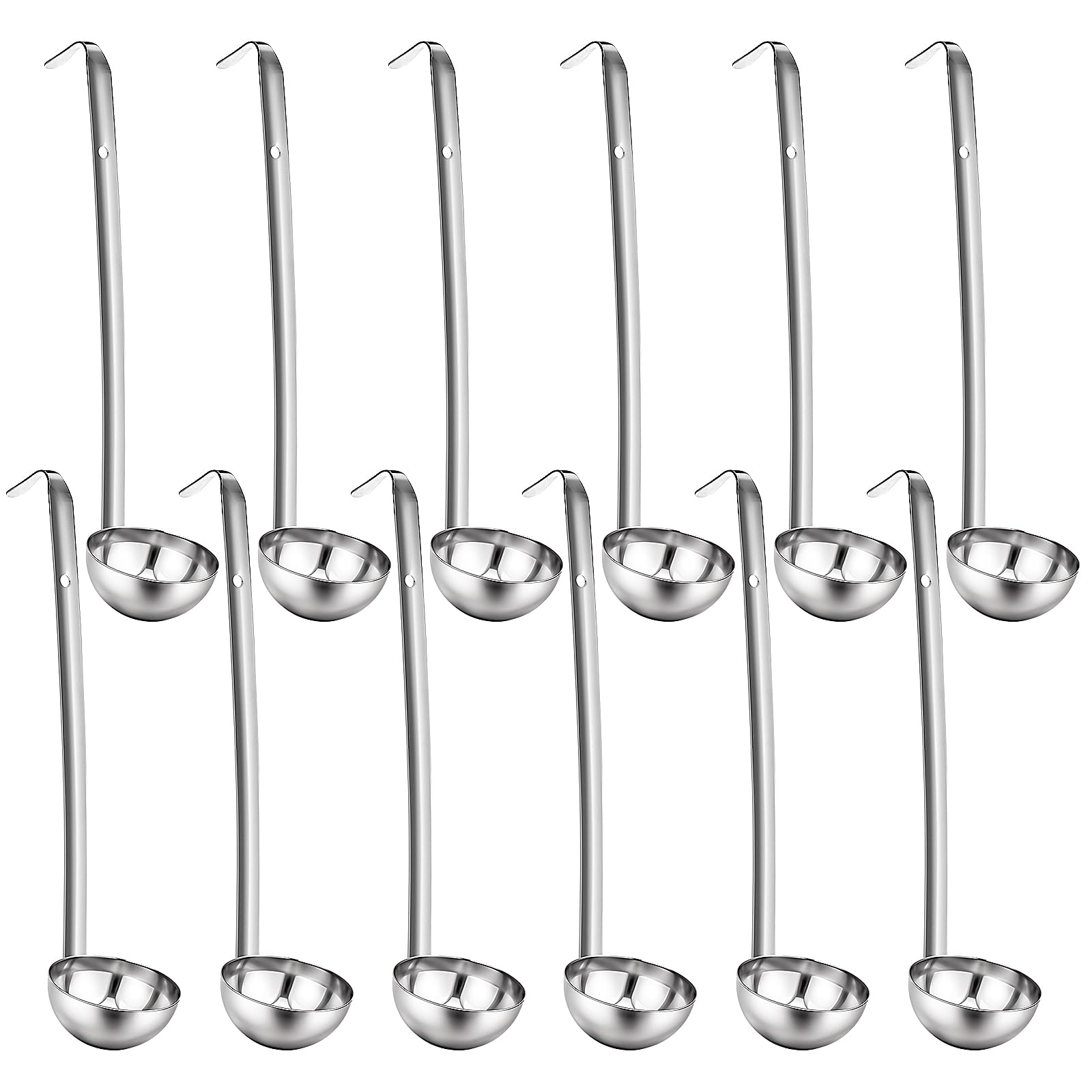 Photo 1 of 12 Pieces Stainless Steel Soup Ladle Sturdy Soup Ladle with Long Handles Portion Control Serving Spoons for Cooking Soup Sauce Kitchen Home(2 oz)