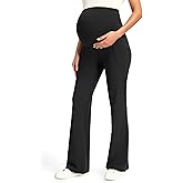 JOYSPELS Smooth Feeling Maternity Bootcut Pants with Pockets Over The Belly Flare Maternity Leggings Pregnancy Yoga Pants