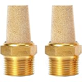 Quickun Air Pneumatic Mufflers, 1/2" Male Thread Sintered Bronze Exhaust Muffler Silencer (Pack of 2)