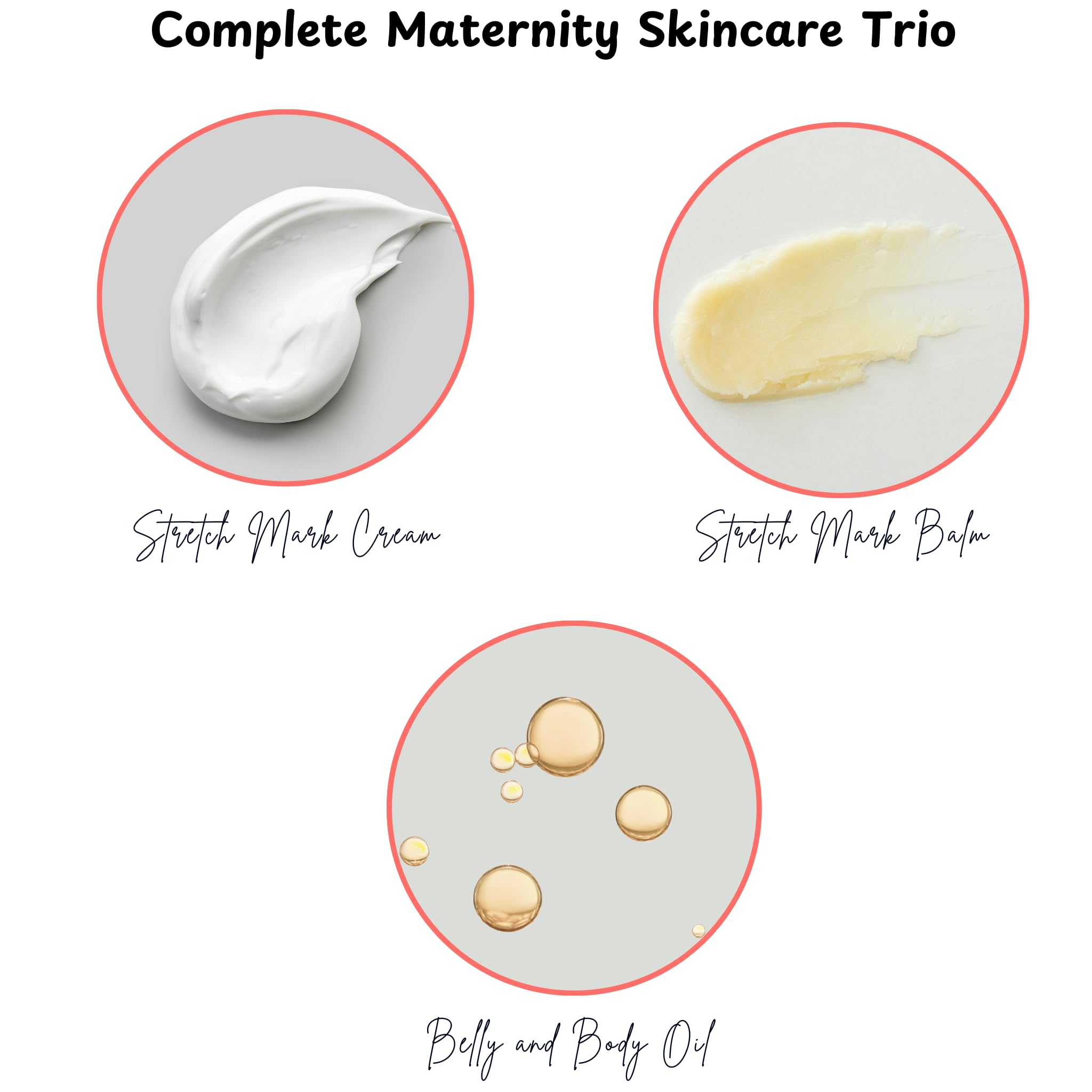 Stretchies and Stripes Bump and Body Stretch Mark Deluxe Gift Set | Body Oil, Stretch Mark Balm, Stretch Mark Cream | Pregnancy Safe | Gift for Mom