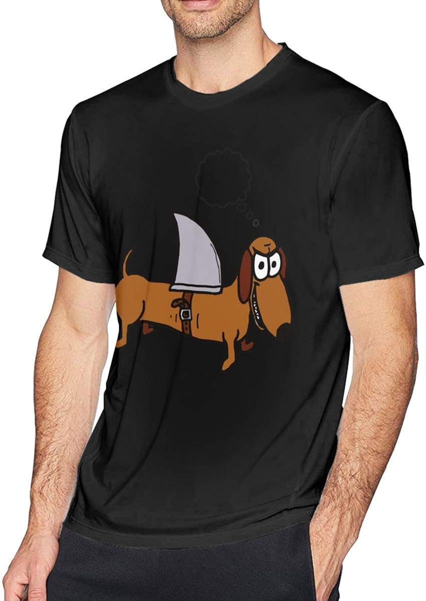 Weiner Dog with A Sharks Fin Slimfit TShirt Men's Soft Crew Neck T