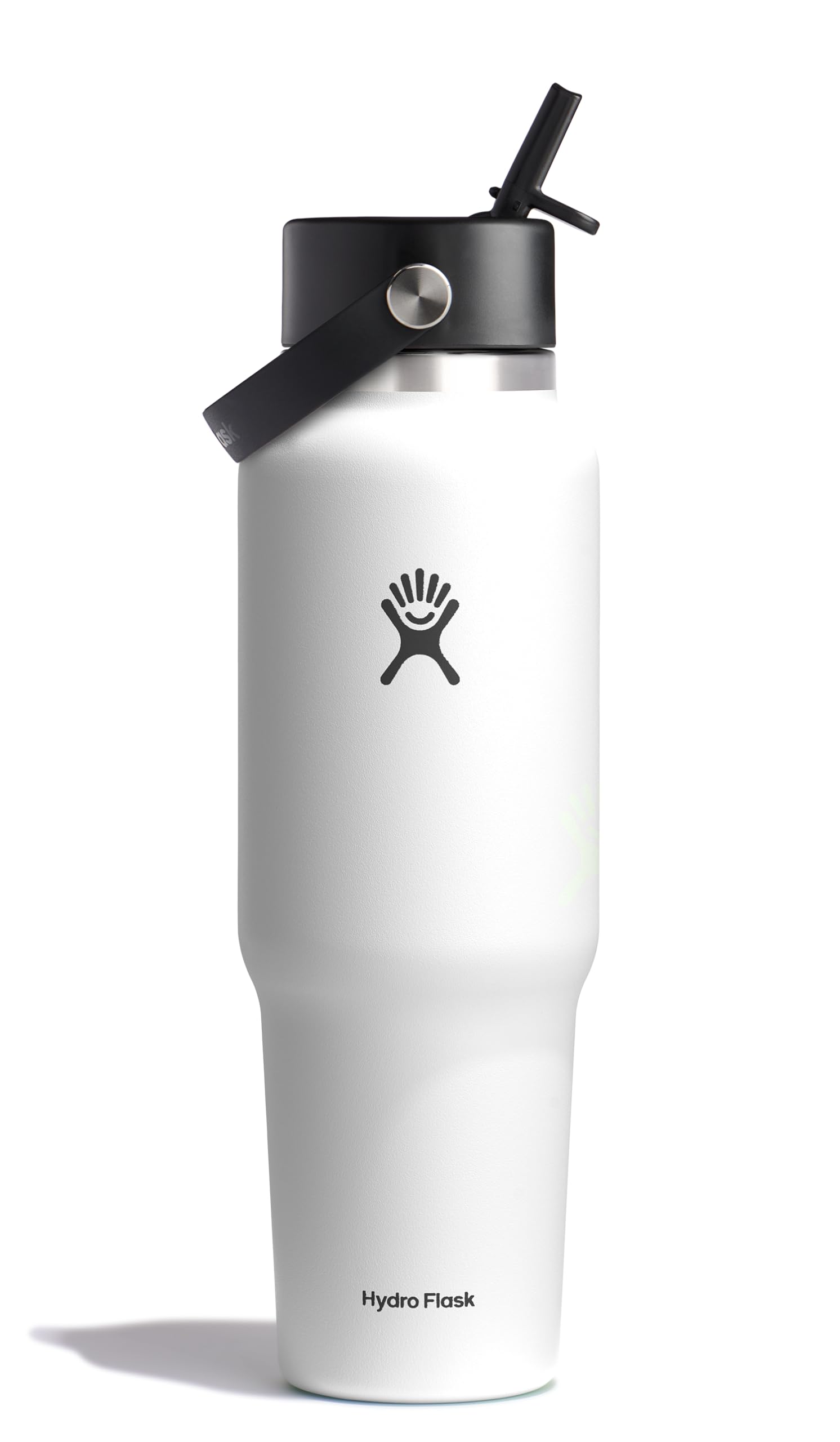 Hydro Flask Travel Water Bottle - Insulated Stainless Steel - Wide Straw Lid, Non Spill, Leakproof in 40 Oz White Image