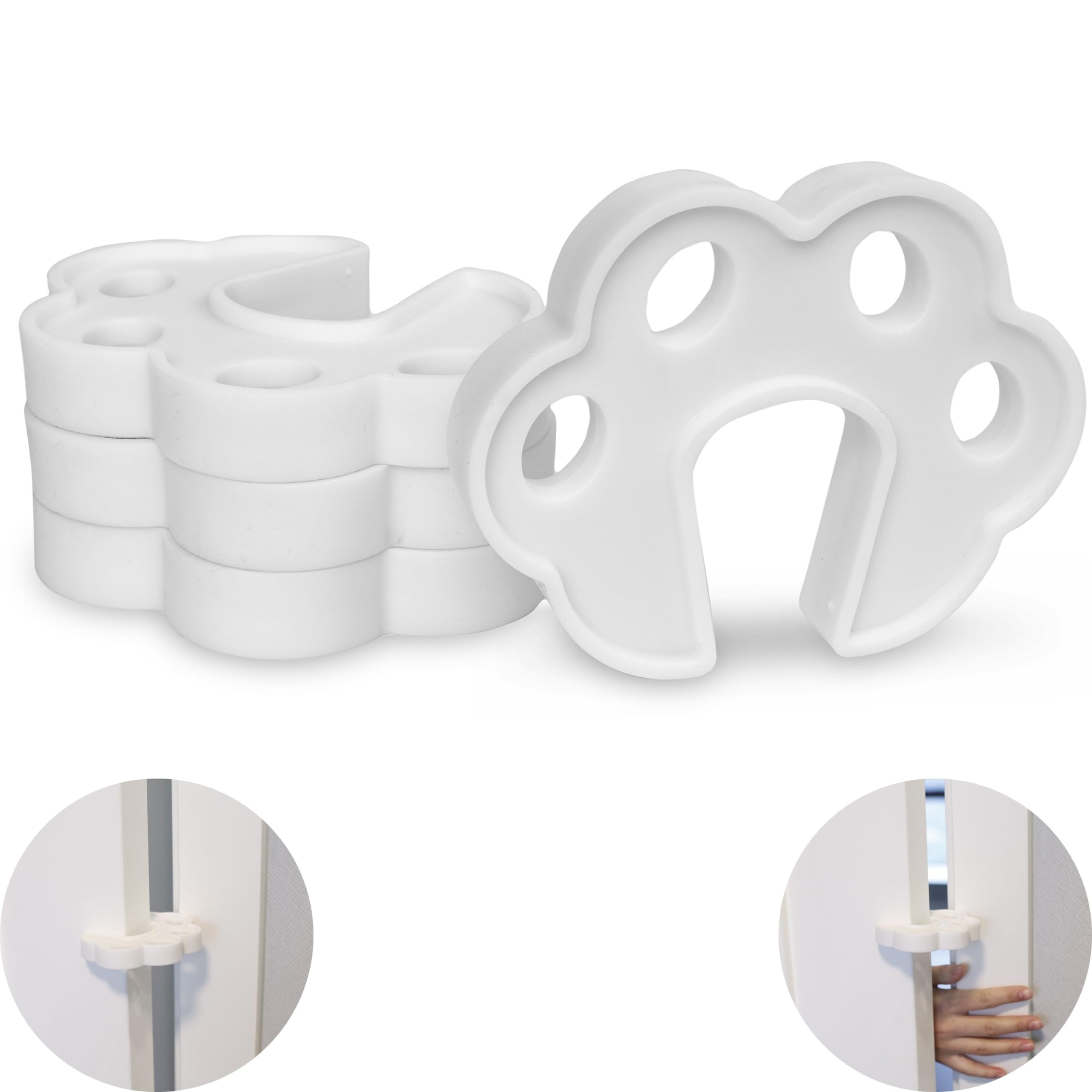 Door Finger Guards, 4 pcs, White, Silicone, for Kids and Pets, for Doors Between 1.1-1.7", Prevent Finger Pinch Injuries, Door Finger Pinch Guard, Anti Slam Babyproof Door Stopper, Child Proof Stop