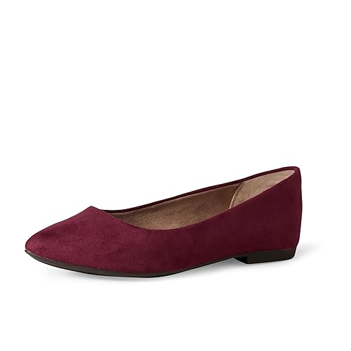 Amazon Essentials Women's Pointed-Toe Ballet Flat, Maroon, 12 Wide