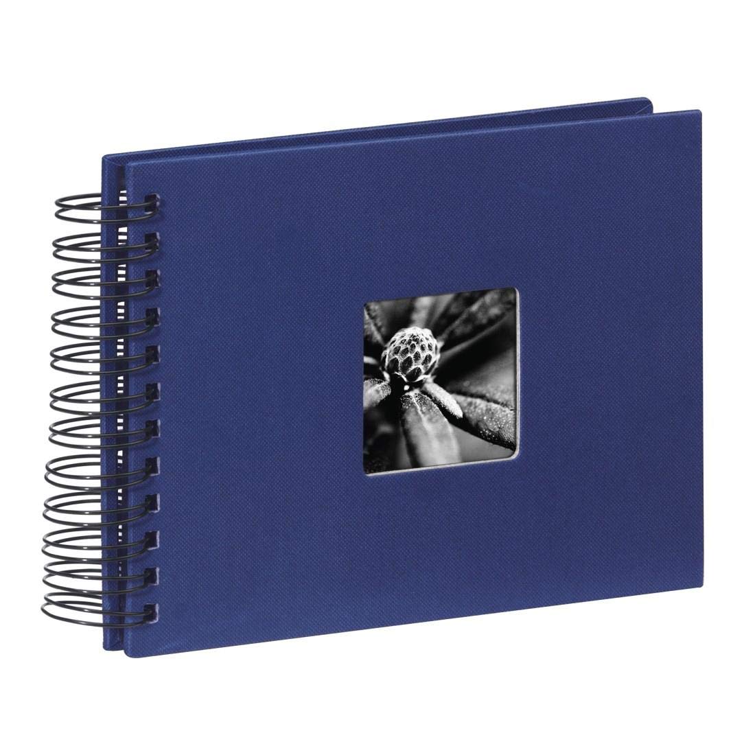 Hama Fine Art Photo Album, 50 Black Pages (25 Sheets), Spiral Bound Album 24 x 17 cm, with Cut-Out Window, Blue