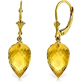 Galaxy Gold GG 14k Gold Leverback Dangle Earrings with Pointy Briolette Natural Citrine Drops