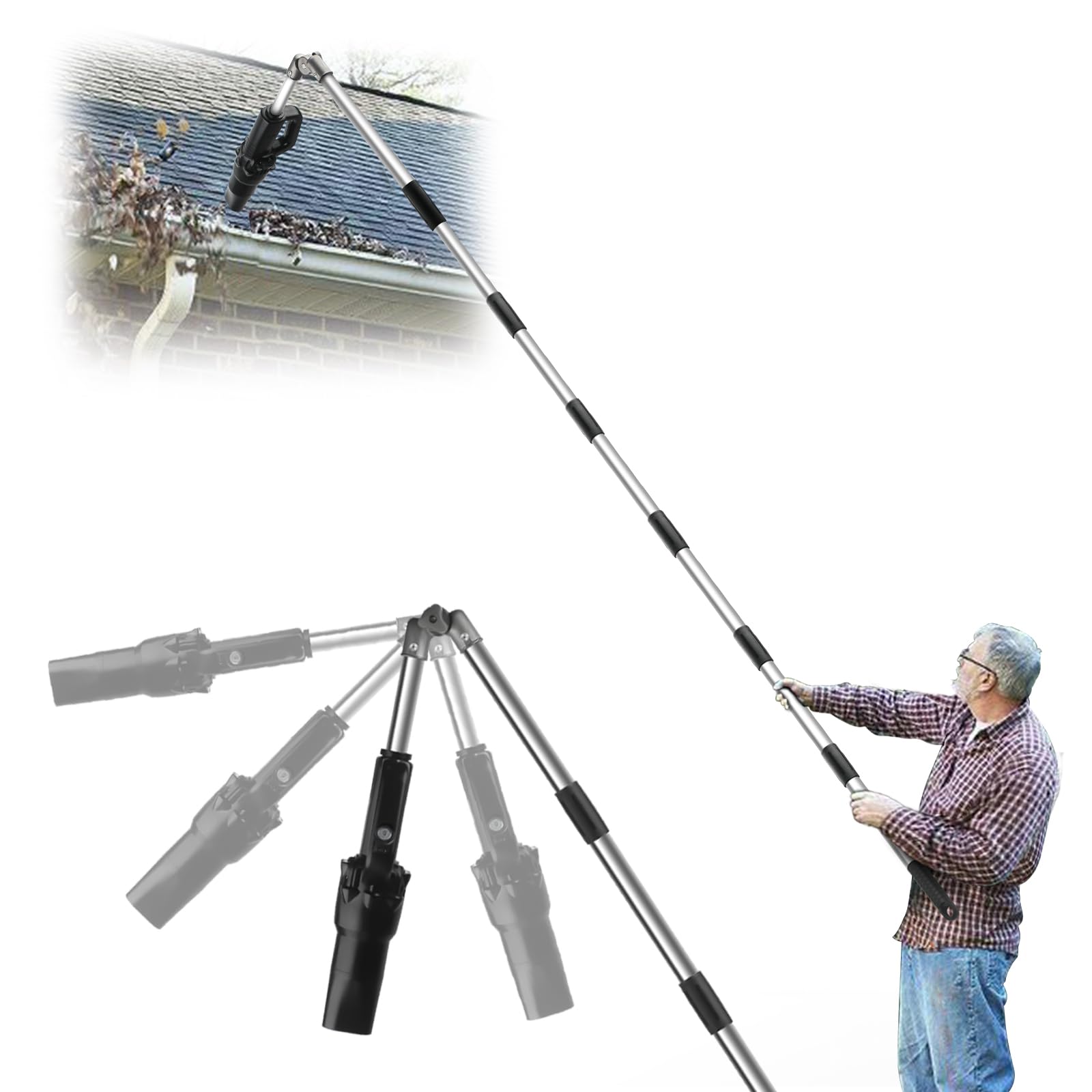 Photo 1 of Roof Gutter Cleaning Tools from The Ground, 111" Leaf Blower Cordless, 180° Rotatable Gutter Blower Extension Attachment Kit for Gutters Cleaning, Lightweight Small Handheld Leaf Blower with Charger