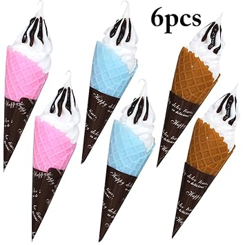 Coxeer 6PCS Ice Cream Toy Food Model Realistic Pretend Play Food Toy Artificial Food