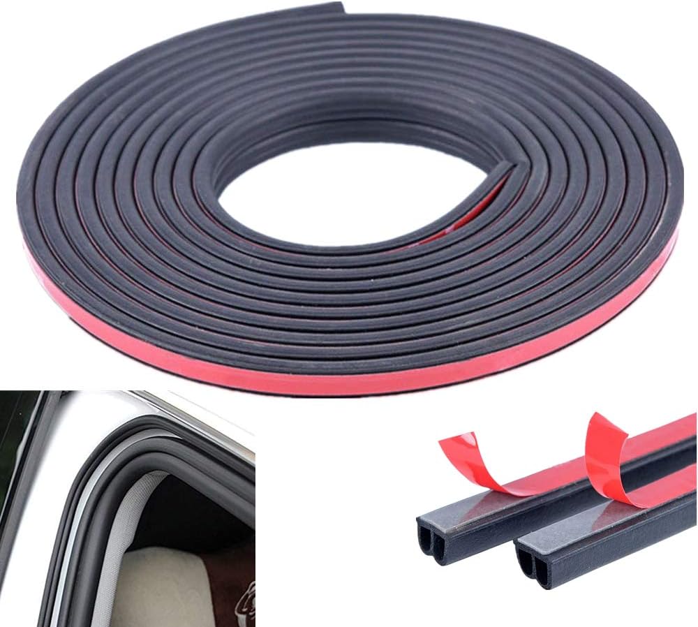 WeFoonLo Universal 5M/16.4ft B Shape Self Adhesive Car Door Edge Guards Automotive Rubber Seal Strip Trim for Car Window Door Protector Soundproofing Noise Insulation