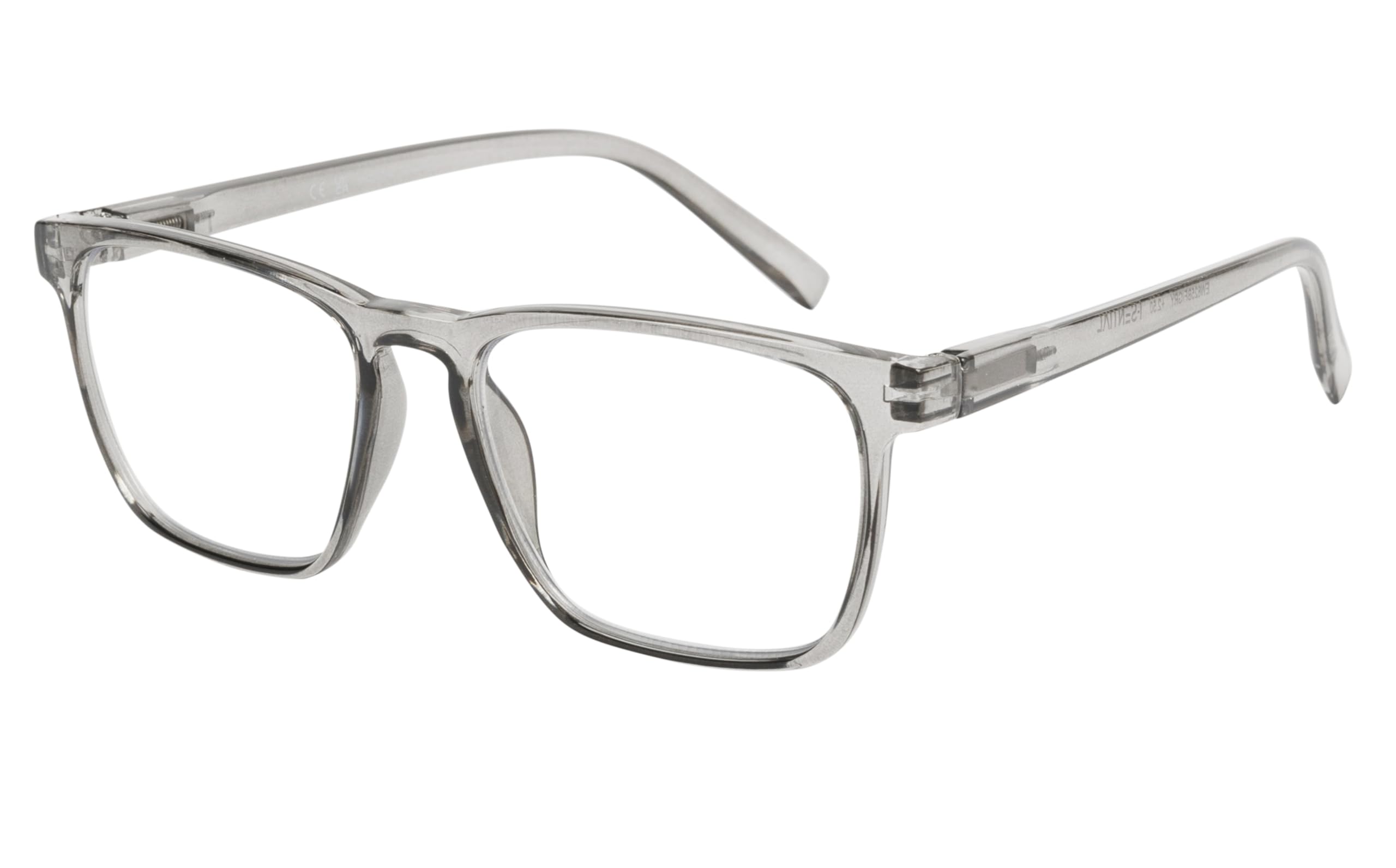 I-Sential Bifocal Reading Glasses & Case Sprung Hinges Crystal Grey Designer Frame Mens Womens Readers +3.50