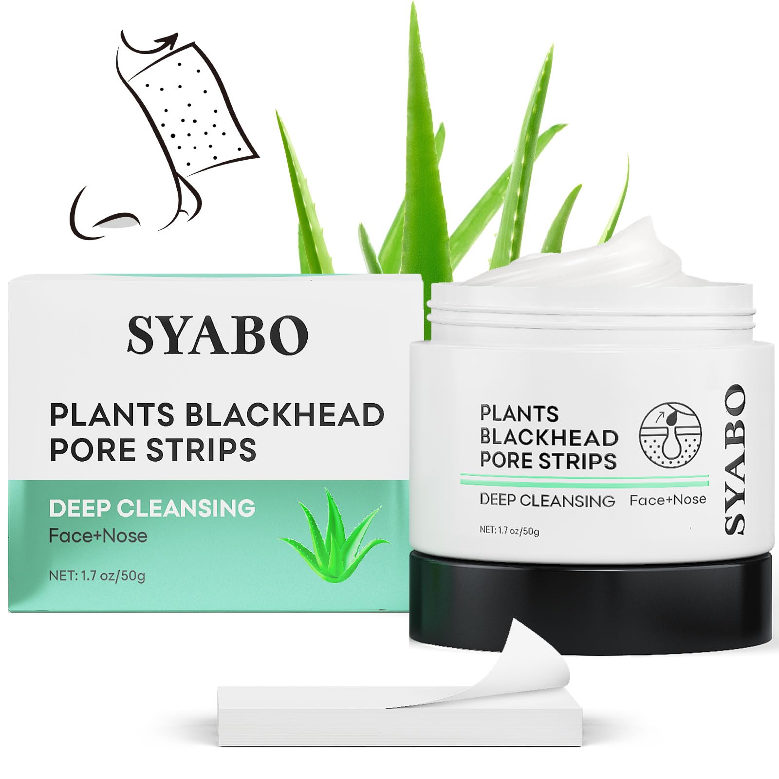 Blackhead Mask for Pore, Blackhead Remover Peel off Strips, Nose Plants Pore Cleanser, Aloe Refreshing Pore Peel Off Mask with 100 pcs Strips (1.7oz)