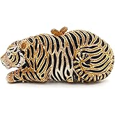 Tngan Women Cute Tiger Shaped Evening Clutch Sparkling Rhinestones Handbag Prom Party Purse
