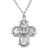 Rosemarie Collections Religious Gift Traditional Catholic Four Way Cross Medal Pendant Necklace 24"