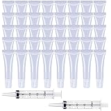 50Pcs 15ml Lip Gloss Tubes Containers, Soft Squeezable Cosmetic Tubes with 2 Pcs Dispensing Syringes, for DIY Lip Gloss Balm