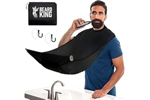 Beard King Beard Bib Apron - Shaving Set for Dad - As Seen on Shark Tank - Men's Hair Catcher for Shaving - Grooming Accessories - Packing Pouch, Black
