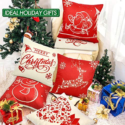 HINZER 6 PCS Christmas Pillow Covers 18 X 18 inch Christmas Decorations Christmas Throw Pillow Covers Decorative Throw Pillow Cases Cushion Covers for Holiday Indoor Home Décor Sofa Living Room Cars