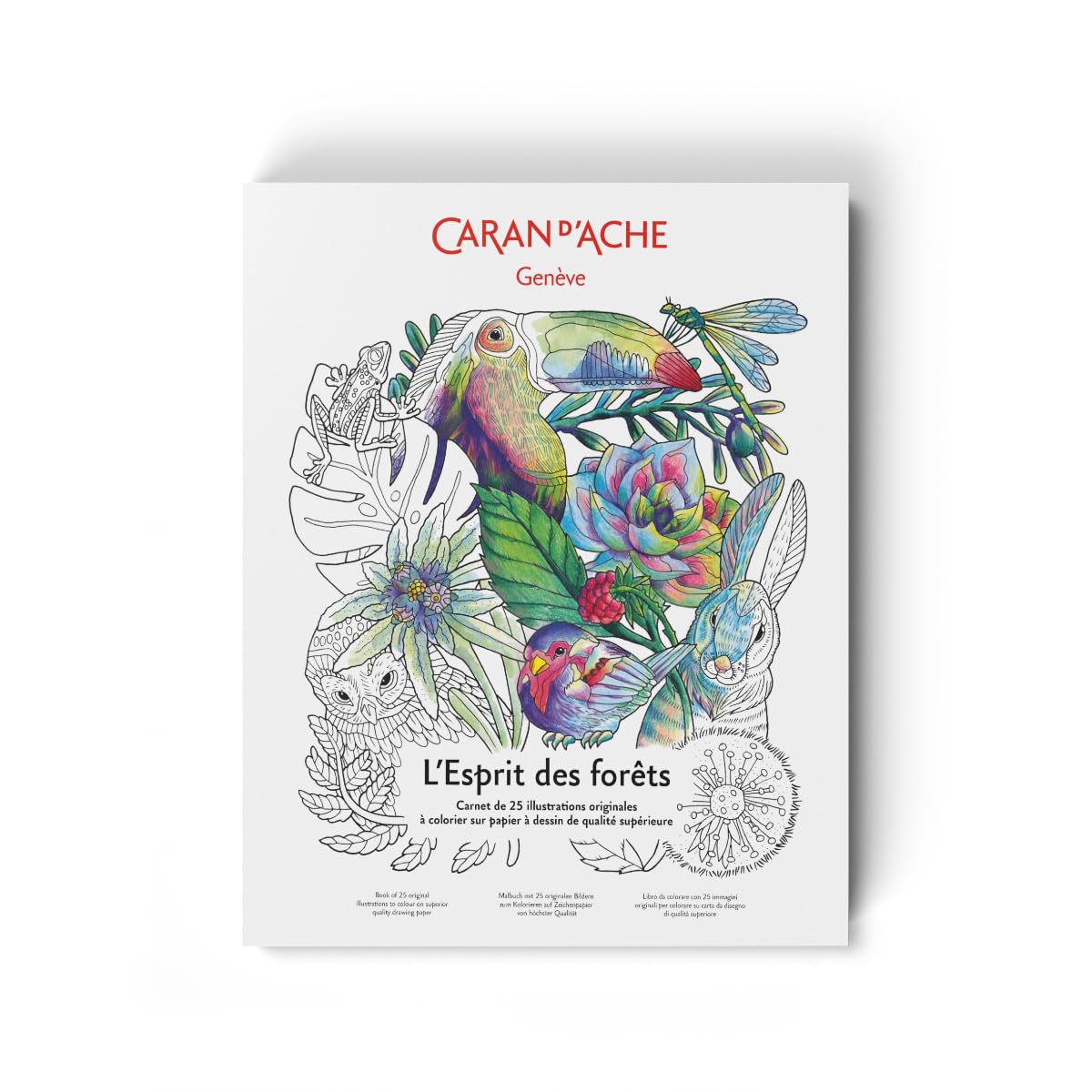 Caran d'Ache Esprit des Forets 0454.802 FSC Colouring Book A4 with 25 Illustrations 23.7 cm x 29.7 cm x 1.6 cm