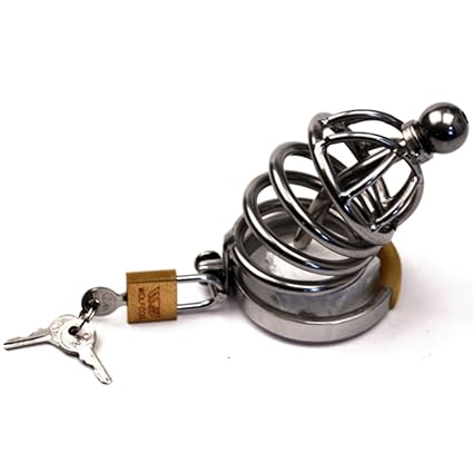 SEE-X® Keuschheits-Käfig mit Dilator, Ring-Keuschheitskäfig gebogener Röhren-Dilator Ø 0,60cm, Keuschheits Toy Edelstahl Hodenring Ø 5,20cm #3064