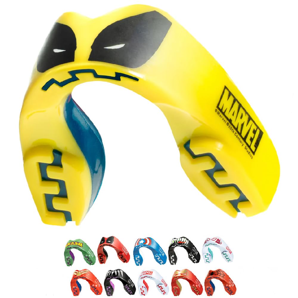 Marvel Characters Sports Mouthguard Dual Layer Premium Protection Adult and Junior Gum Shield with Case for Boxing, MMA, Rugby, Martial Arts, Judo and All Contact Sports (Wolverine, Adult (12+ Years))