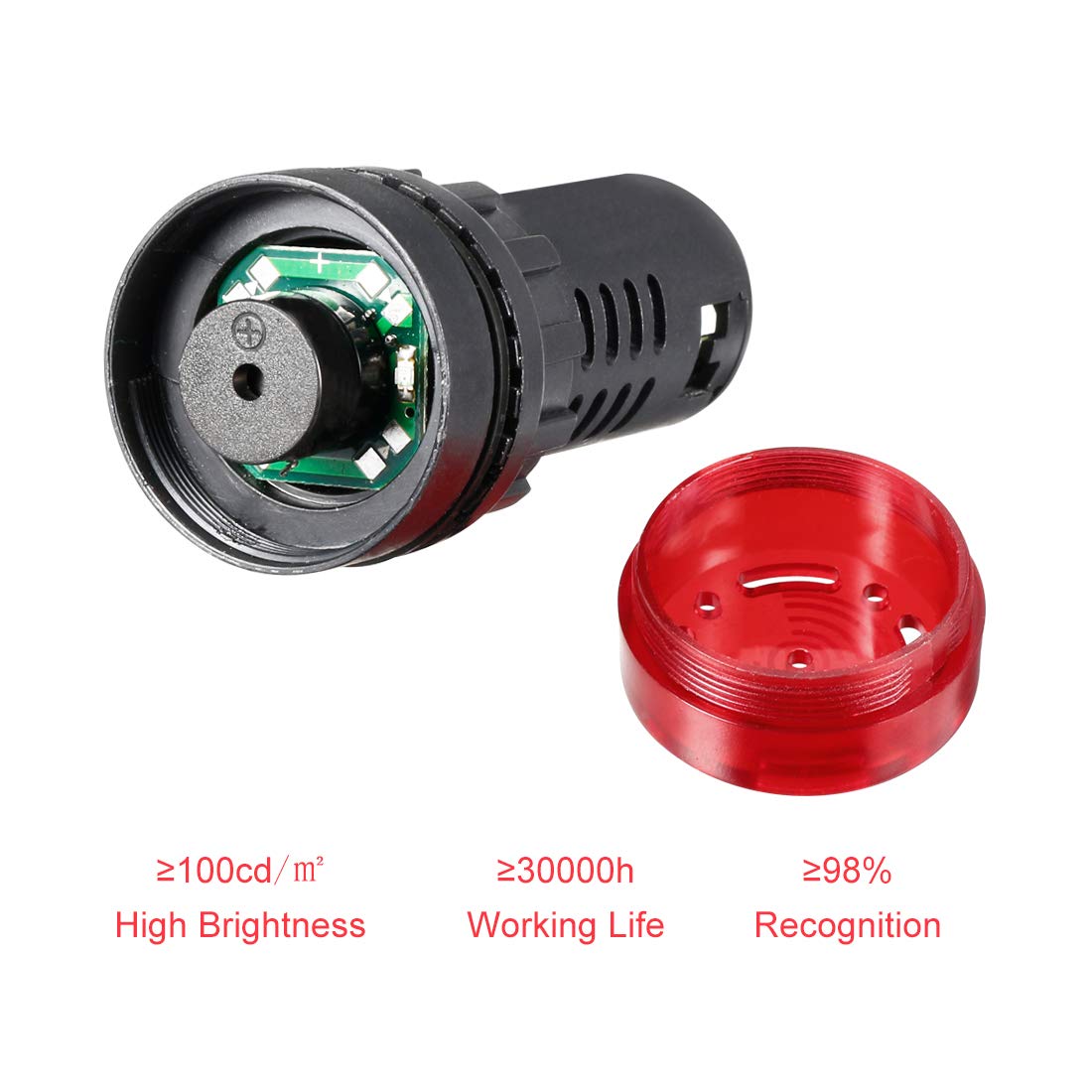 uxcell 3Pcs Red Indicator Light with Buzzer AC/DC 12V, 22mm Panel Mount Flashing Alarm, for Electrical Control Panel, HVAC, DIY Projects: Industrial & Scientific