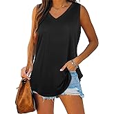 XIEERDUO Womens Tank Tops V Neck Basic Solid Color Casual Flowy Summer Sleeveless