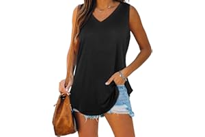 XIEERDUO Womens Tank Tops V Neck Basic Solid Color Casual Flowy Summer Sleeveless