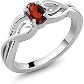 Gem Stone King 0.55 Cttw Red Garnet Engagement Ring For Women | 925 Sterling Silver | Oval 6X4MM | Gemstone January Birthstone | Wedding Engagement Anniversary Promise Ring For Women