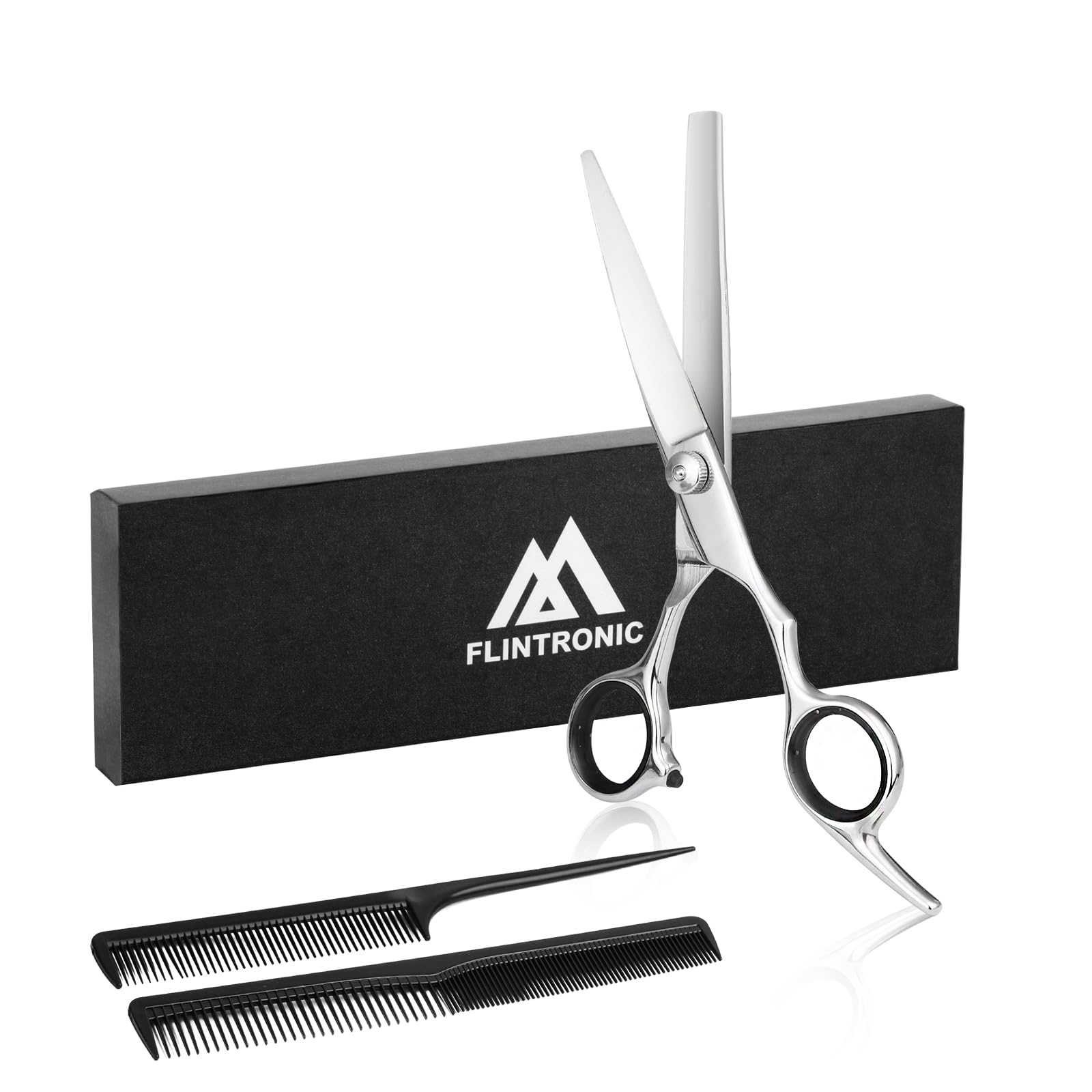 Flintronic 3Pcs Hairdressing Scissors, Professional Haircut Scissor Set, Stainless Steel Thinning Scissors, Professional Salons Hair Shears for Men Women Children Pets Home Salon Barber