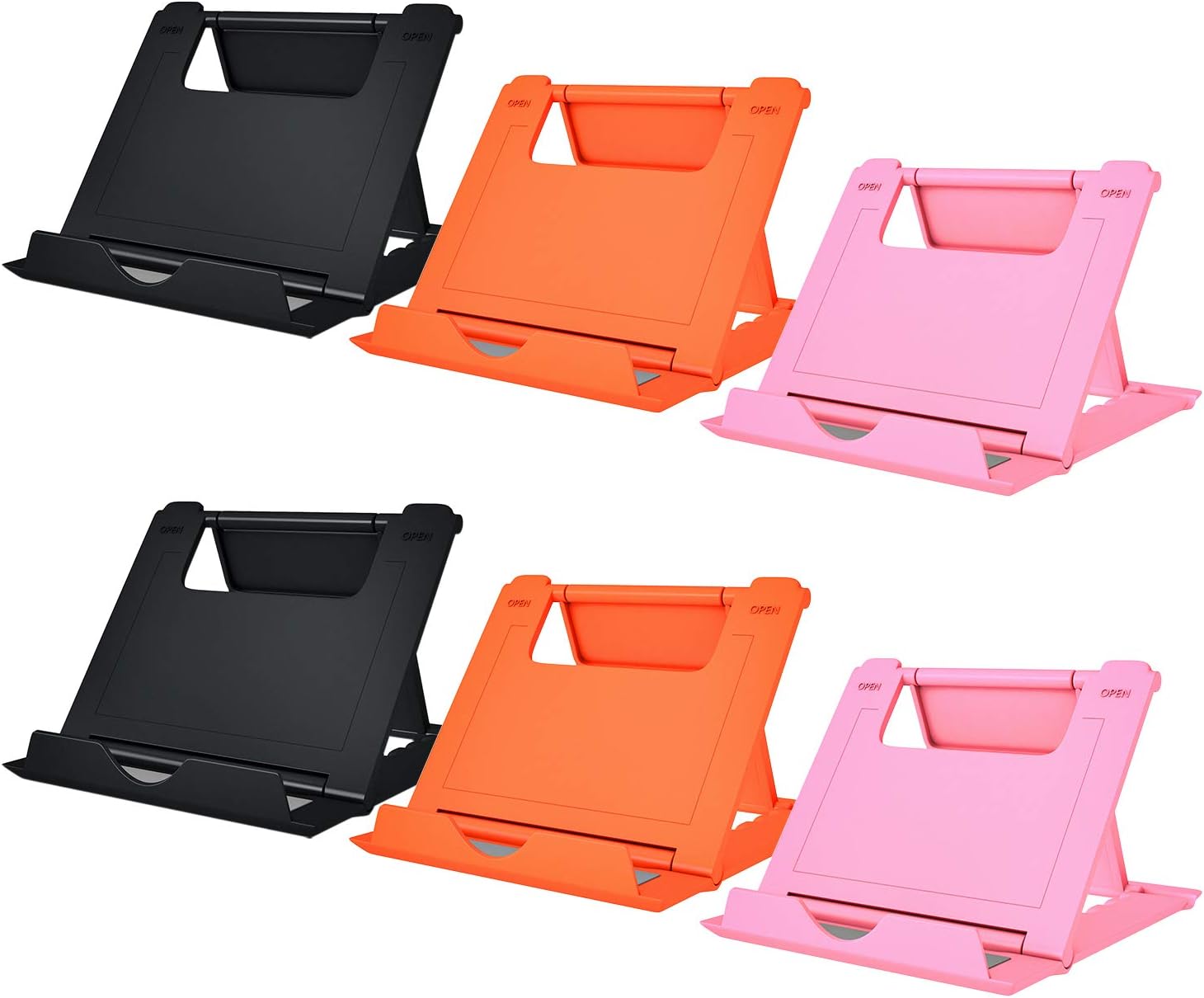 Elimoons Phone Stand, 6 Pack Cell Phone Stand, Universal Foldable Tablet Stand Multi-Angle Pocket Desktop Holder Cradle Compatible Phone XR XS Max X/8/7 Plus/7/6s/6/5/4 SE, Tablets (6-11\)