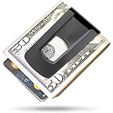 The Tightwad Money Clip - Minimalist Slim Wallet for Men - Front Pocket Credit Card Holder - Metal Small Mens Wallets (Black)