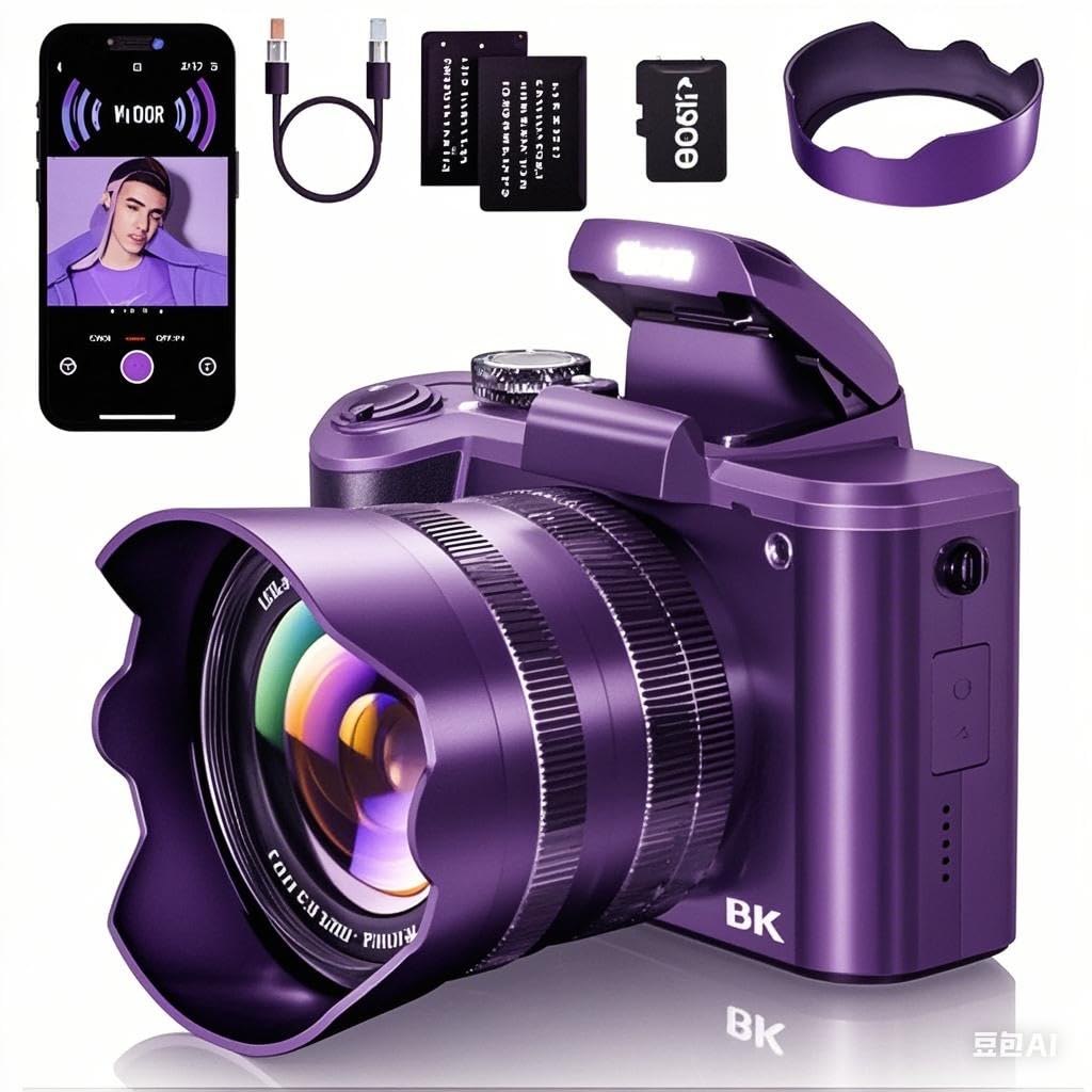 8K Digital Cameras for Photography - Autofocus 88MP WiFi Profession Camera with Dual-Lens - 16X Digital Zoom Photography Camera for YouTube with Lens Hood, Touch Screen, 2 Batteries & Charging Stand
