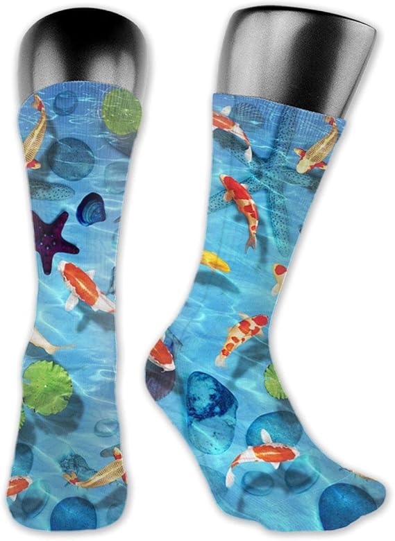 Japanese Koi Fish Printed Crew Socks Colorful UnisexAdult SocksS85
