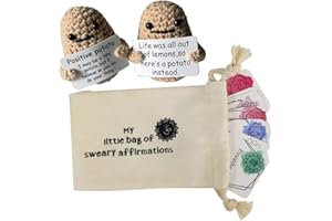 DMORJ Positive Potato Knitted Potatoes Doll Decor with 16Pcs Positive Affirmation Card Handmade Funny Gift for Women Men Kids Adult