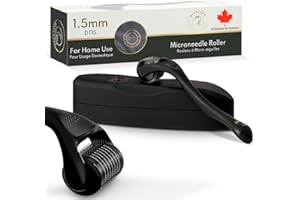 Derma Microneedling Roller - 1.5mm Titanium Needles - Designed in Canada - for Men and Women - Storage Case Included (Matte B