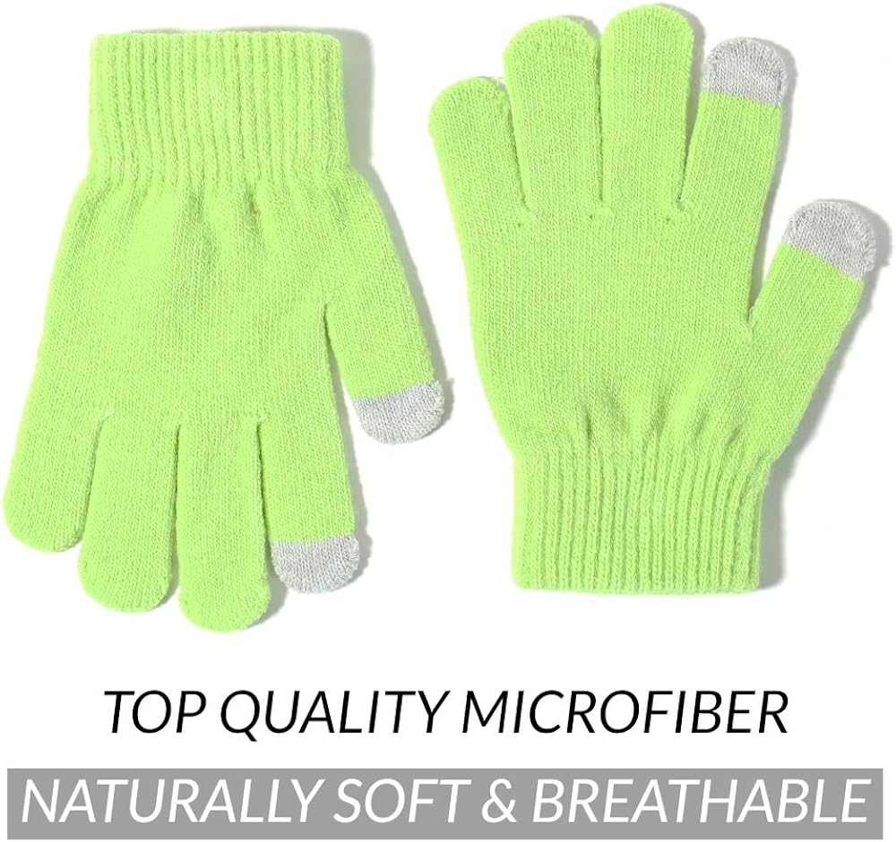 accsa 2 Pairs Toddler Kids Boy Girl Gloves Glow Dark Skeleton Print Touchscreen Magic Gloves Green: Clothing