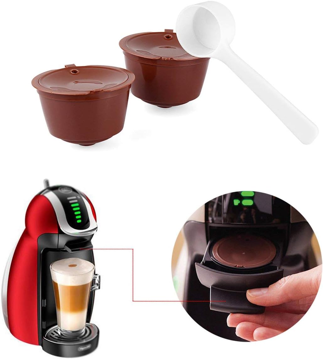 Oficina Cepillo de Limpieza 4 Piezas Cápsulas Filtros de Café Café  Reutilizable Adecuado para Hogar Filtro Cápsula Café Plástico Marrón con  Cucharón de Plástico Cafetería Filtros Cápsulas aruba Hogar y cocina Filtros